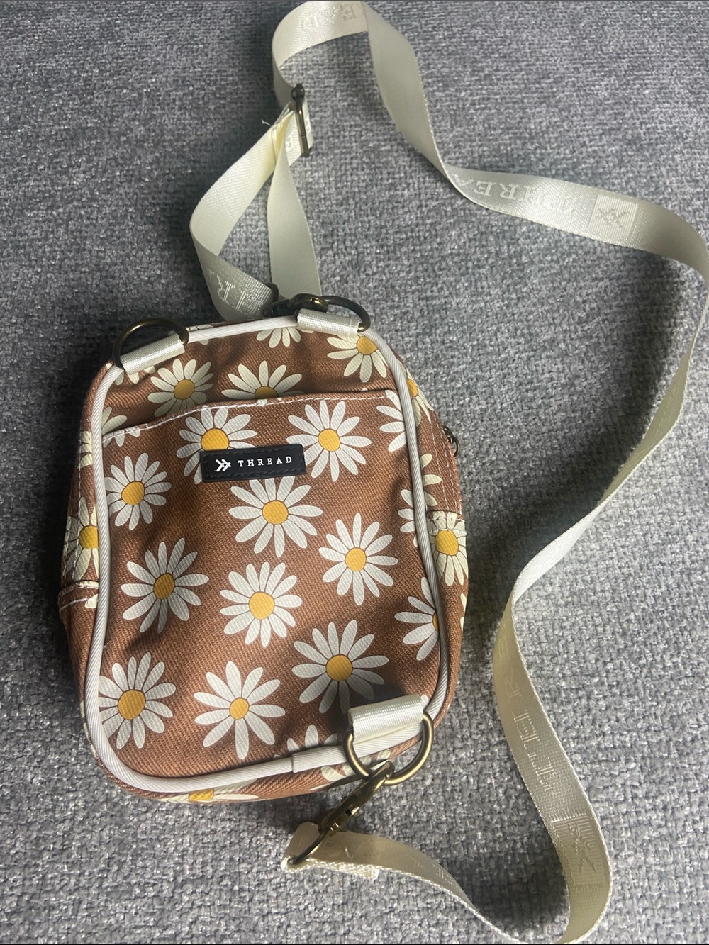 Grayson Threads Brown Daisy Crossbody with Cream Strap
